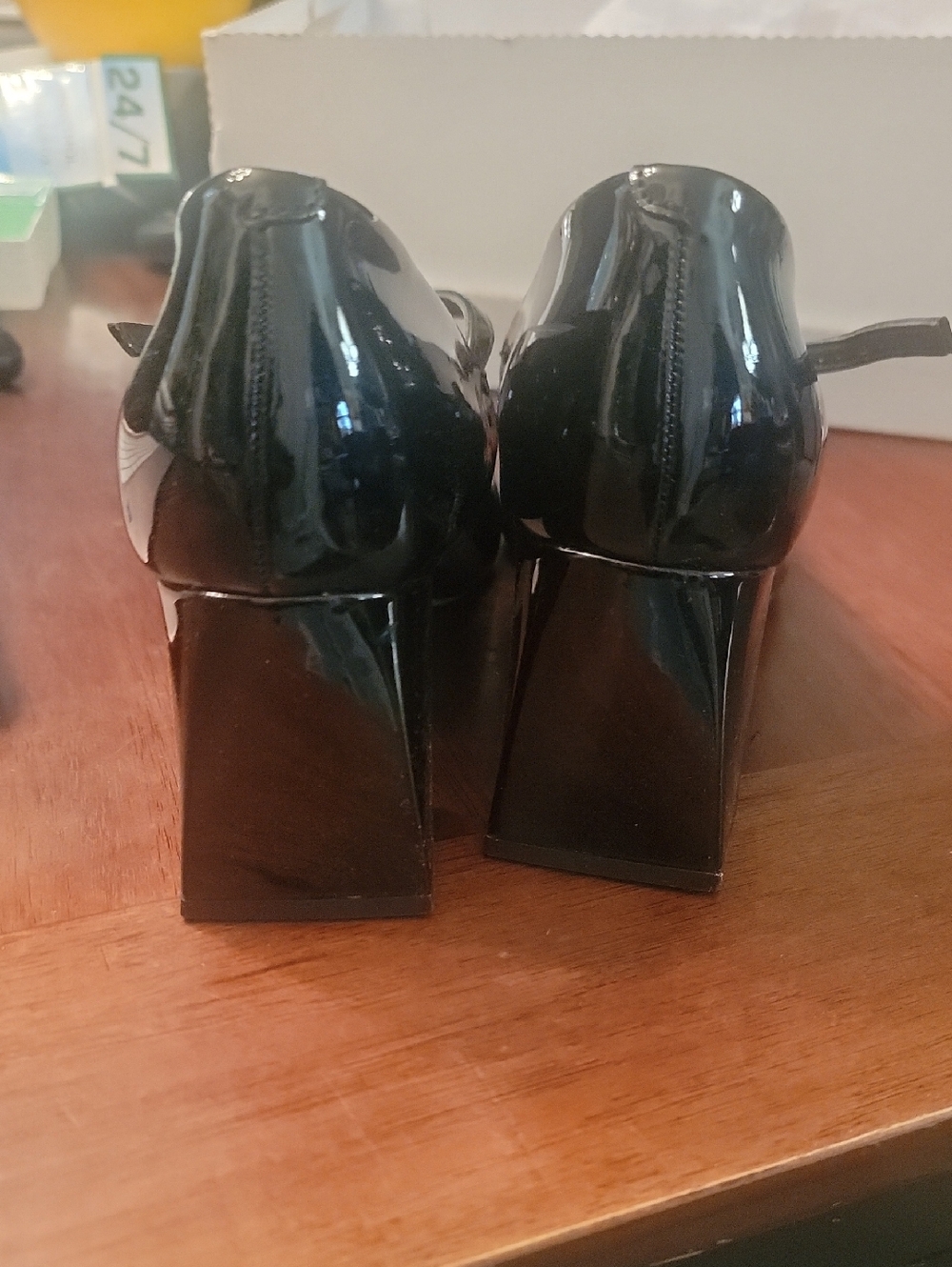 Calvin Klein Black Patent Mary Jane Block Heels - Picture 14 of 15